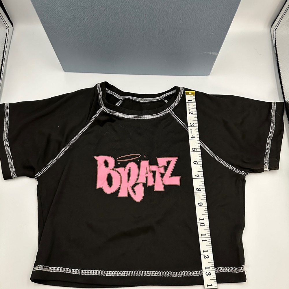 Black Bratz Crop Top with Pink Logo
